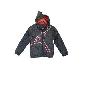 Jordan Kids Hooded Windbreaker Jacket Galaxy Print Jumpman Size 8-10 Black